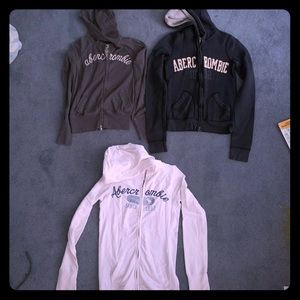 3 Abercrombie kids zip up sweatshirts